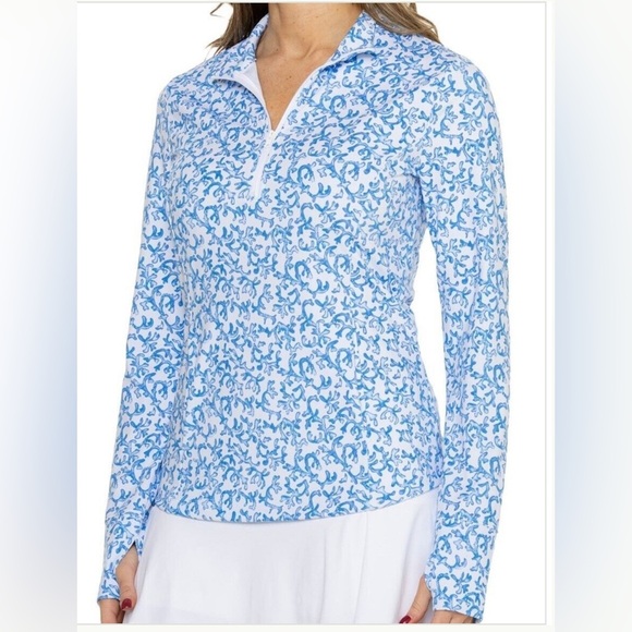 Tommy Bahama Tops - Tommy Bahama Women’s Quarter Zip Pullover Long Sleeve Size XS Thumb Holes EUC